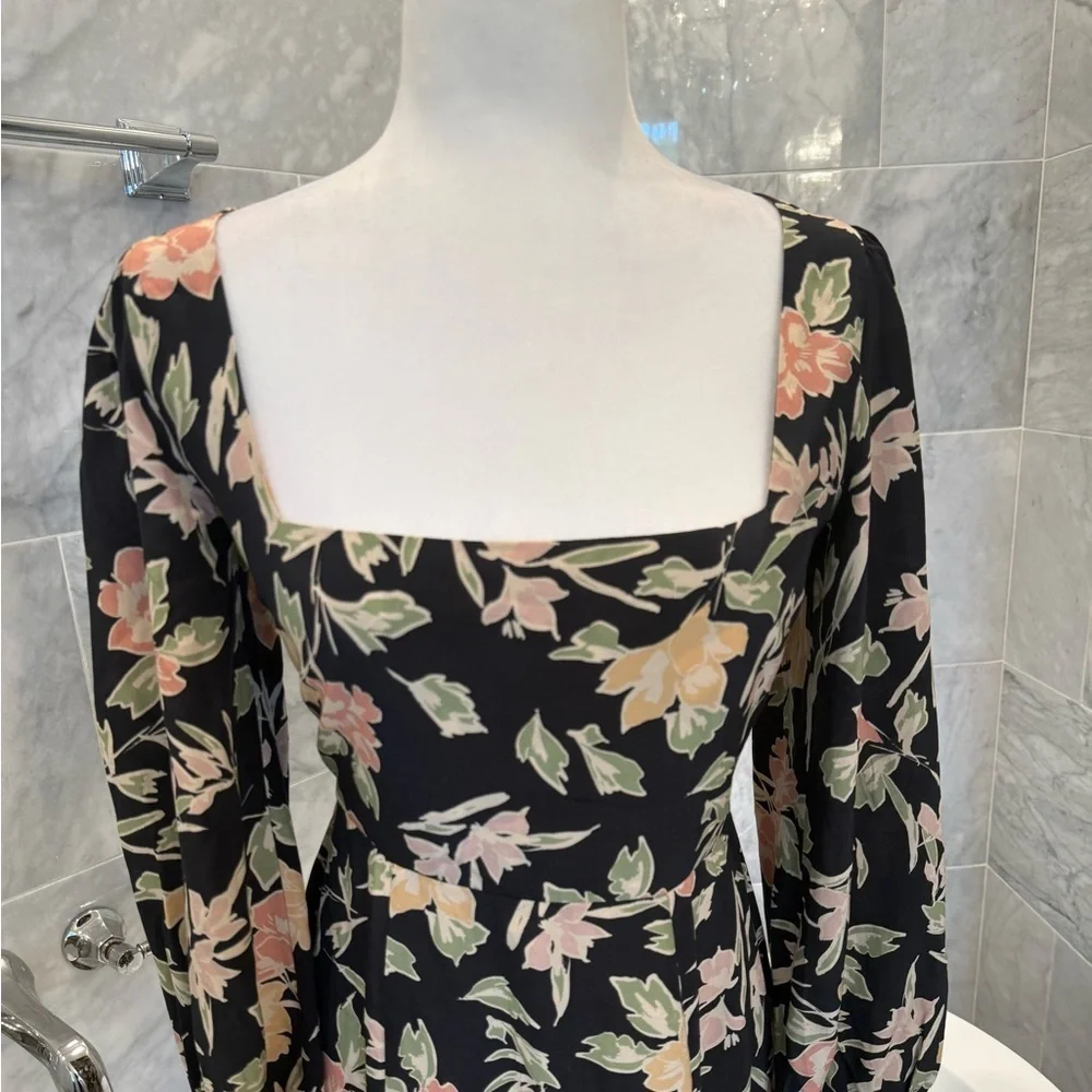 Yumi Kim Hey Jude Dress Size 4 Haze Night Black Floral Long Sleeve Mini Revolve - Picture 4 of 13